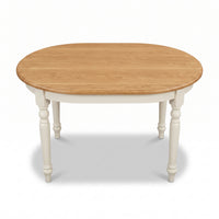 Dining Table Volnay in white with oak top, front view, 210 x 120 x 78 cm