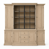 Vitrine Alice - Natur Massiv Eiche - Iron Details - 250 x 50 x 230 cm