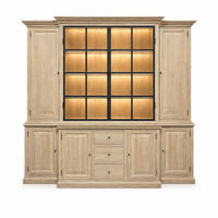 Vitrine Alice - Natur Massiv Eiche - Iron Details - 250 x 50 x 230 cm