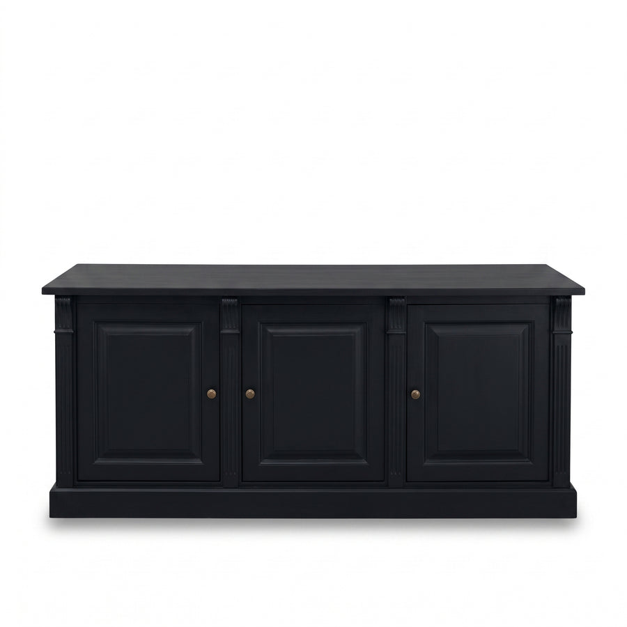 Display Cabinet Colmar in black, front view, 179 x 51 x 78 cm