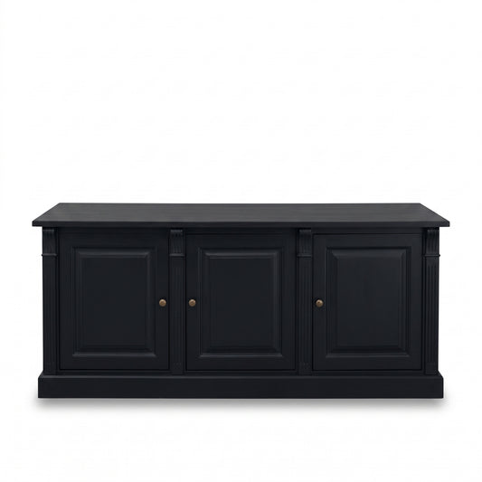 Display Cabinet Colmar in black, front view, 179 x 51 x 78 cm