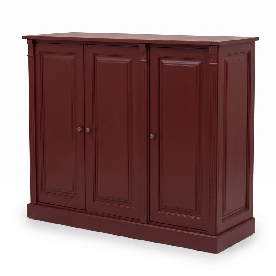 Display Cabinet Colmar in bordeaux, three-quarter view from the front left, 179 x 51 x 78 cm