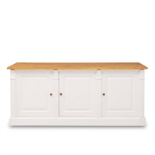 Display Cabinet Colmar in solid oak, front view, 179 x 51 x 78 cm