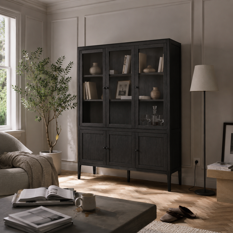Vitrine Fiera - Noir Brushed Chêne - 161 × 45 × 207 cm