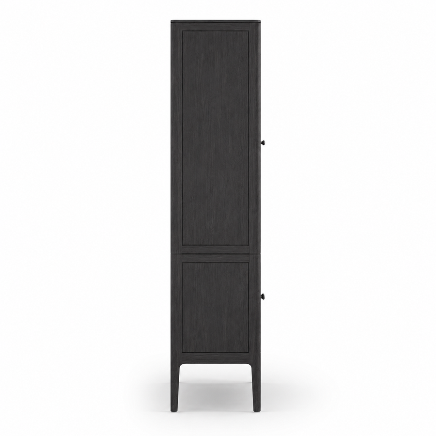Vitrine Fiera - Schwarz Brushed Eiche - 161 × 45 × 207 cm