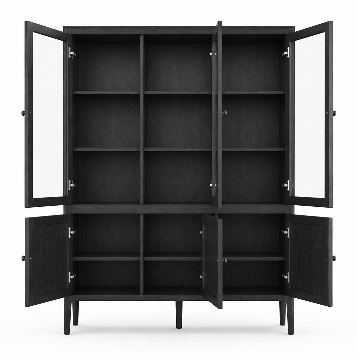 Vitrine Fiera - Noir Brushed Chêne - 161 × 45 × 207 cm