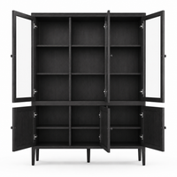 Vitrine Fiera - Schwarz Brushed Eiche - 161 × 45 × 207 cm