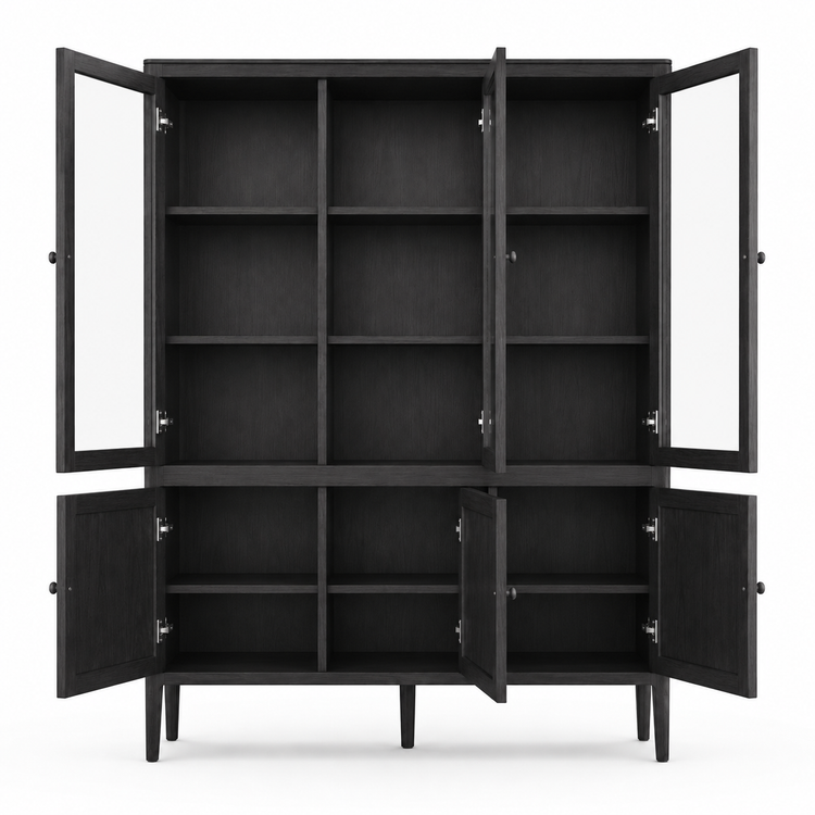 Vitrine Fiera - Noir Brushed Chêne - 161 × 45 × 207 cm