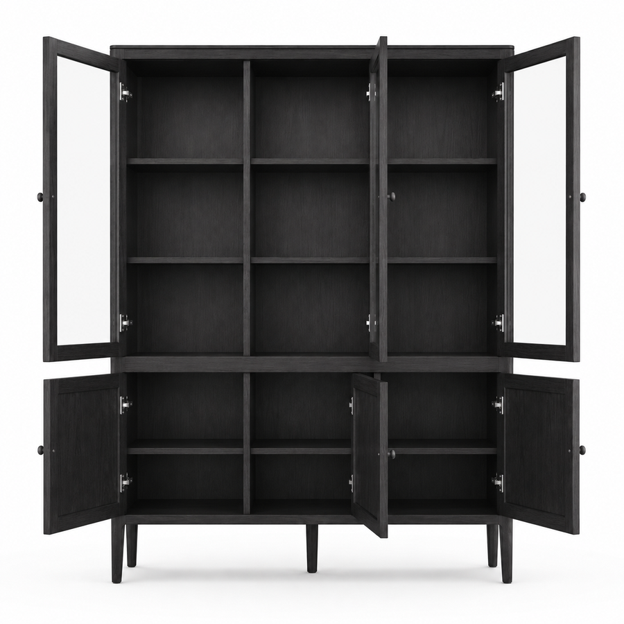 Vitrine Fiera - Schwarz Brushed Eiche - 161 × 45 × 207 cm
