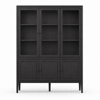 Vitrine Fiera - Schwarz Brushed Eiche - 161 × 45 × 207 cm