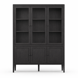 Vitrine Fiera - Schwarz Brushed Eiche - 161 × 45 × 207 cm