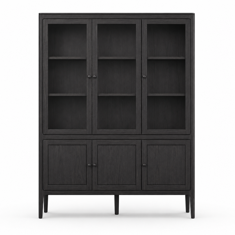 Fiera display cabinet in black brushed solid oak