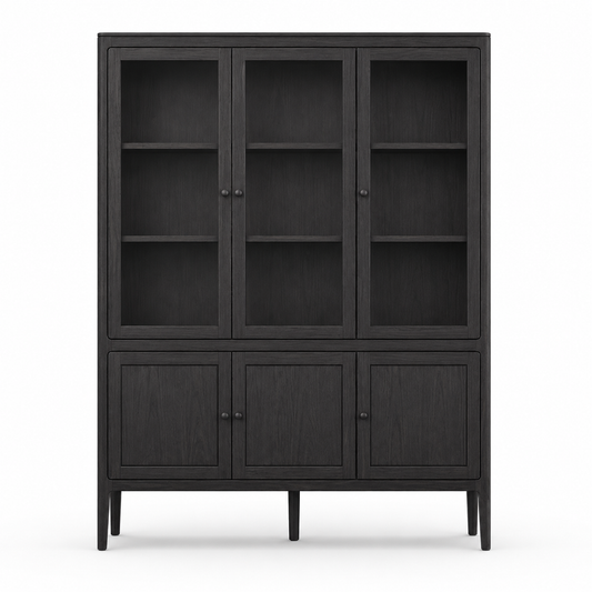 Fiera display cabinet in black brushed solid oak