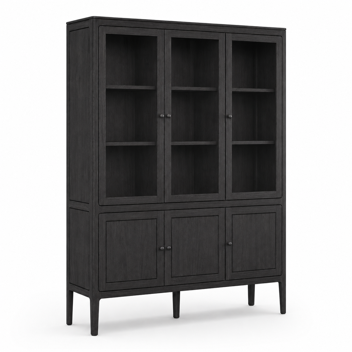 Vitrine Fiera - Noir Brushed Chêne - 161 × 45 × 207 cm
