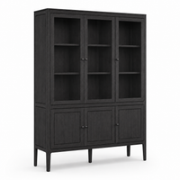 Vitrine Fiera - Schwarz Brushed Eiche - 161 × 45 × 207 cm