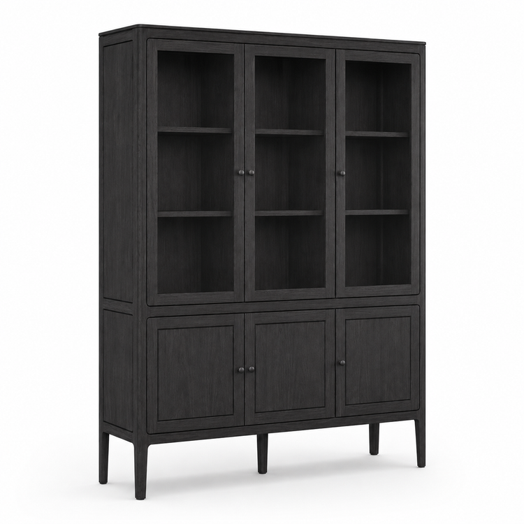 Vitrine Fiera - Noir Brushed Chêne - 161 × 45 × 207 cm