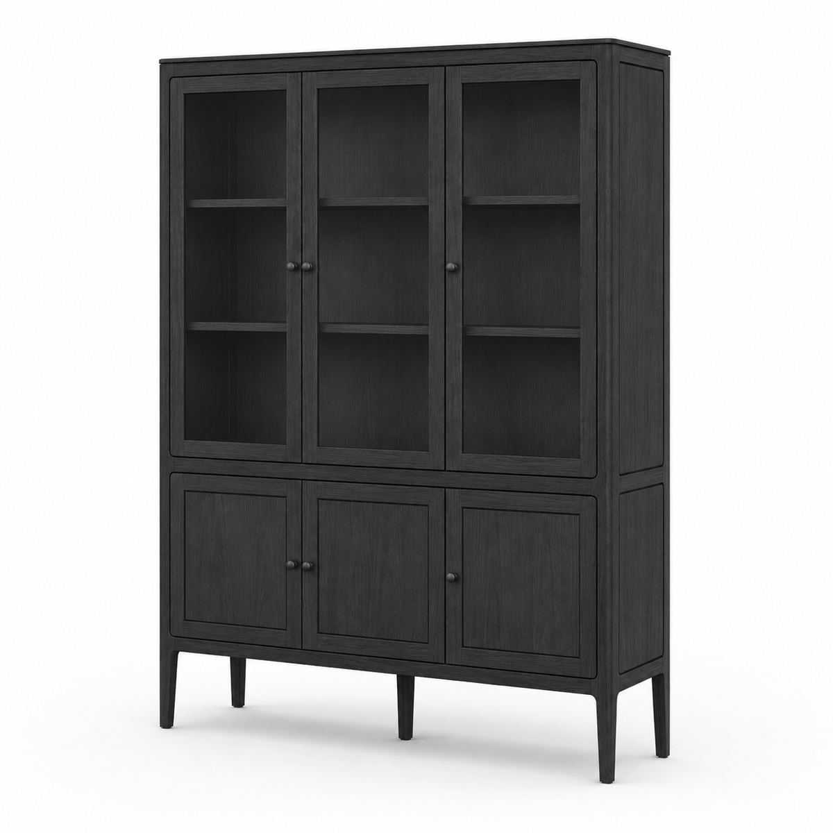 Vitrine Fiera - Noir Brushed Chêne - 161 × 45 × 207 cm