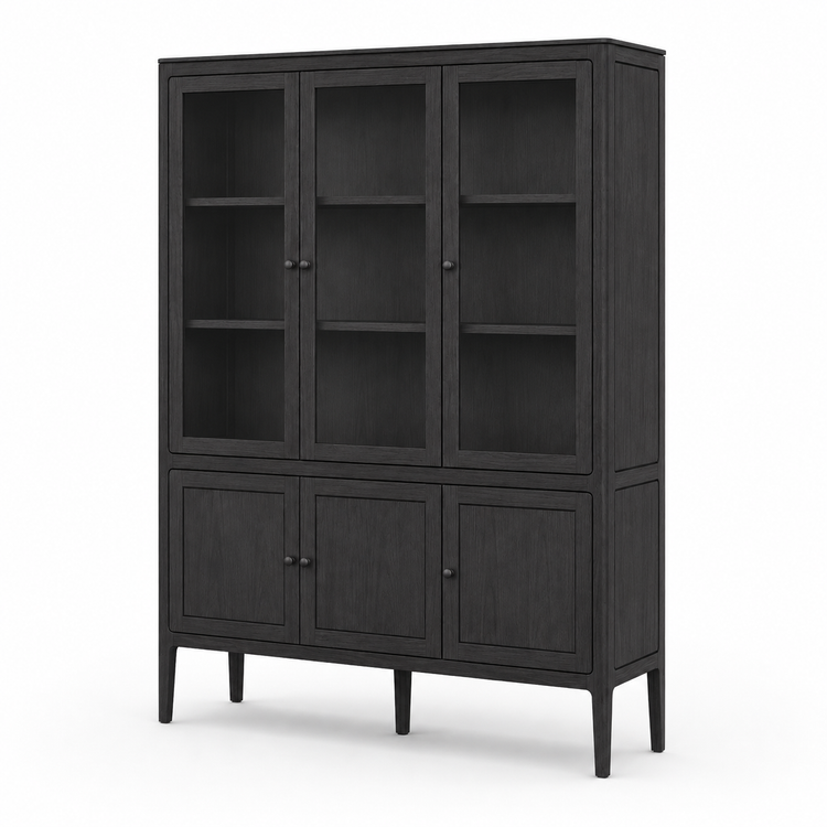 Vitrine Fiera - Noir Brushed Chêne - 161 × 45 × 207 cm