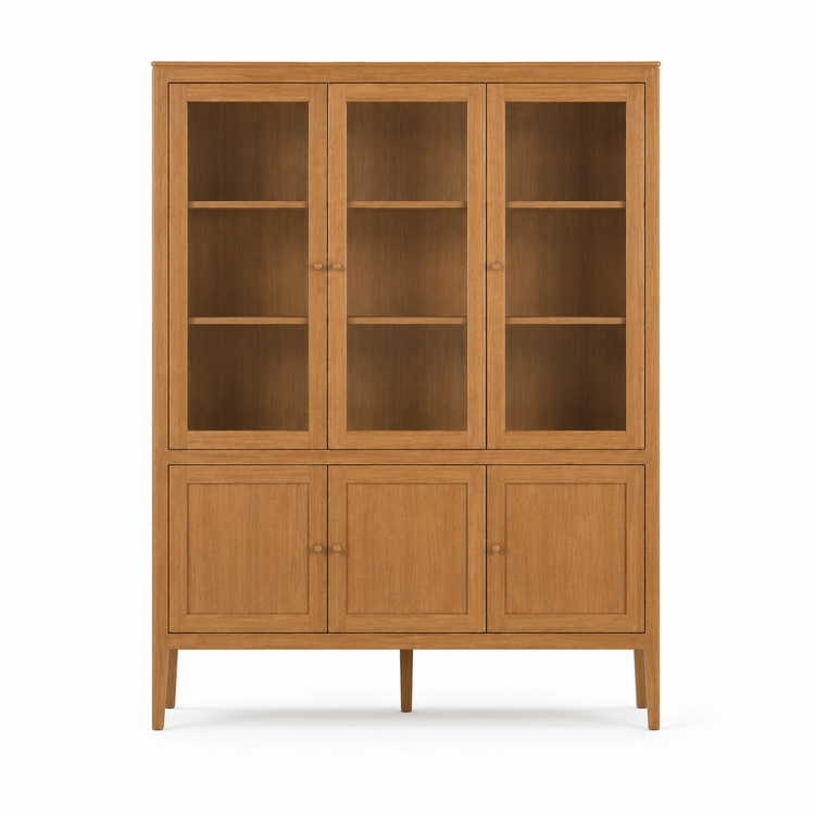 Fiera display cabinet in cinnamon solid oak