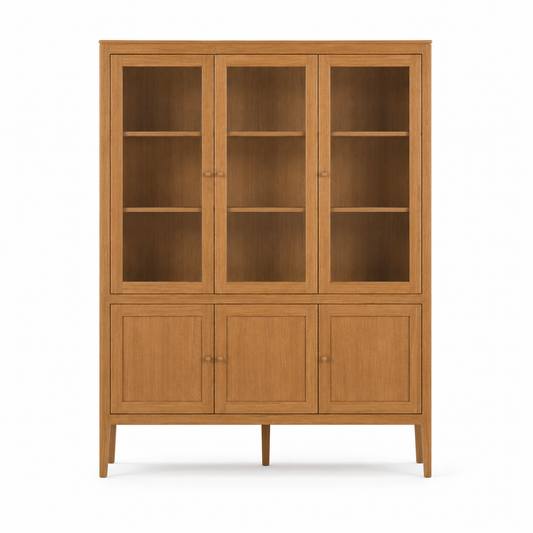 Fiera display cabinet in cinnamon solid oak
