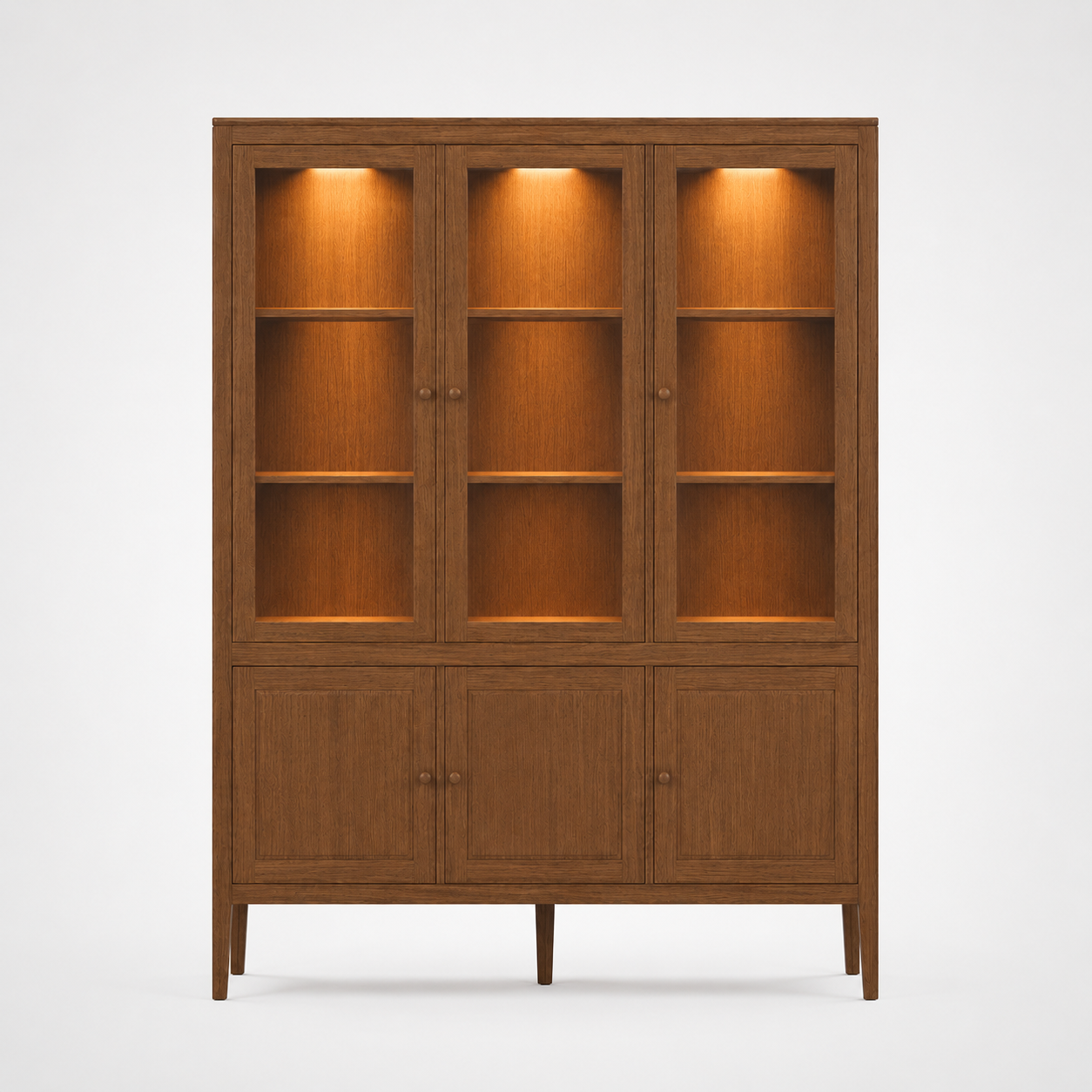 Vitrine Fiera - Light Noyer Chêne - 161 × 45 × 207 cm