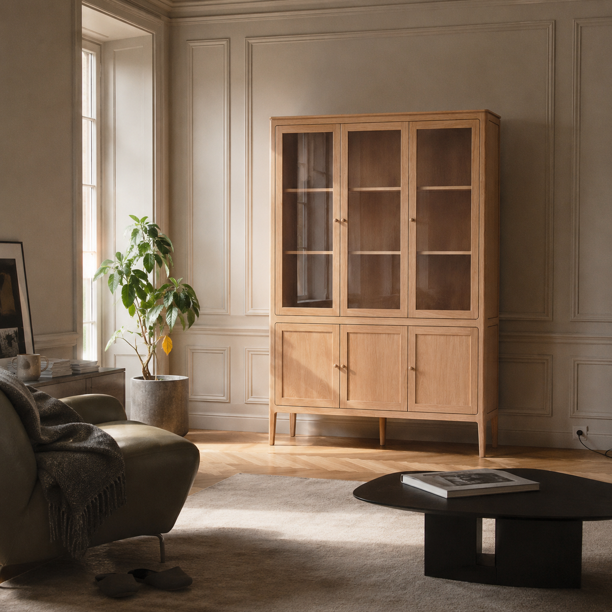 Vitrina Fiera - Roble Natural - 161 x 45 x 207 cm