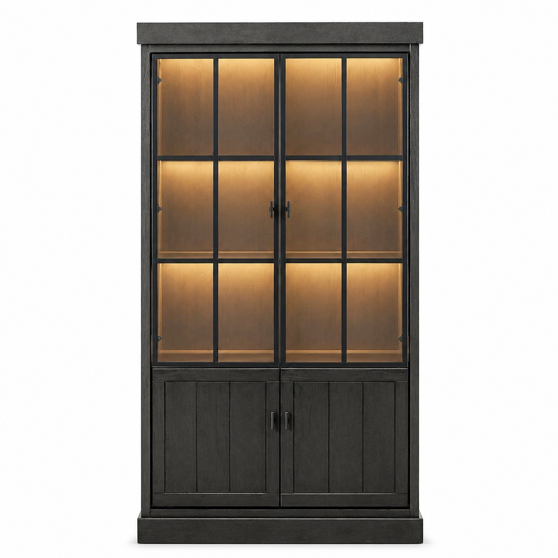Lancaster display cabinet in black solid oak