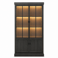 Vitrine Lancaster - Noir Chêne - 112 x 50 x 203 cm