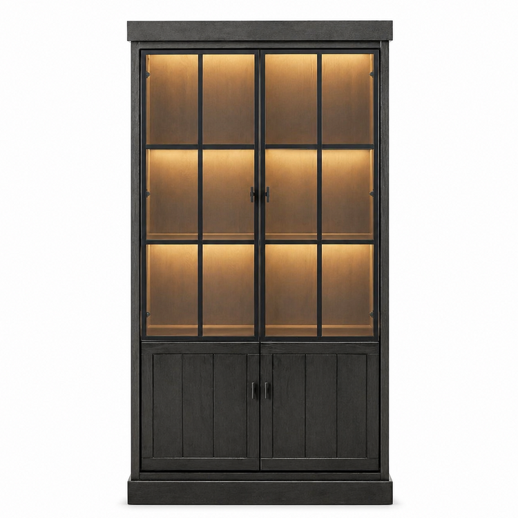 Lancaster display cabinet in black solid oak