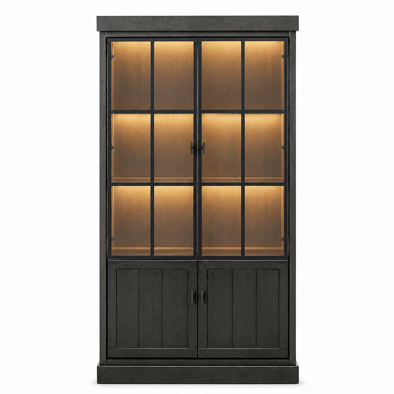 Lancaster display cabinet in black solid oak