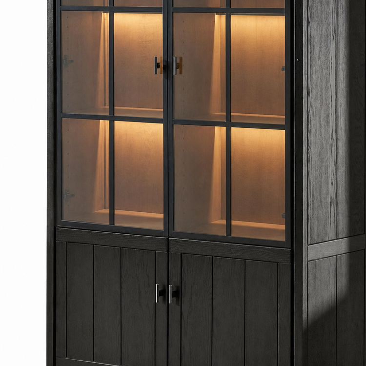 Vitrina Lancaster - Roble Negro - 112 x 50 x 203 cm