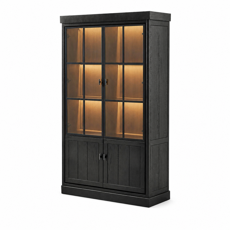Vitrina Lancaster - Roble Negro - 112 x 50 x 203 cm