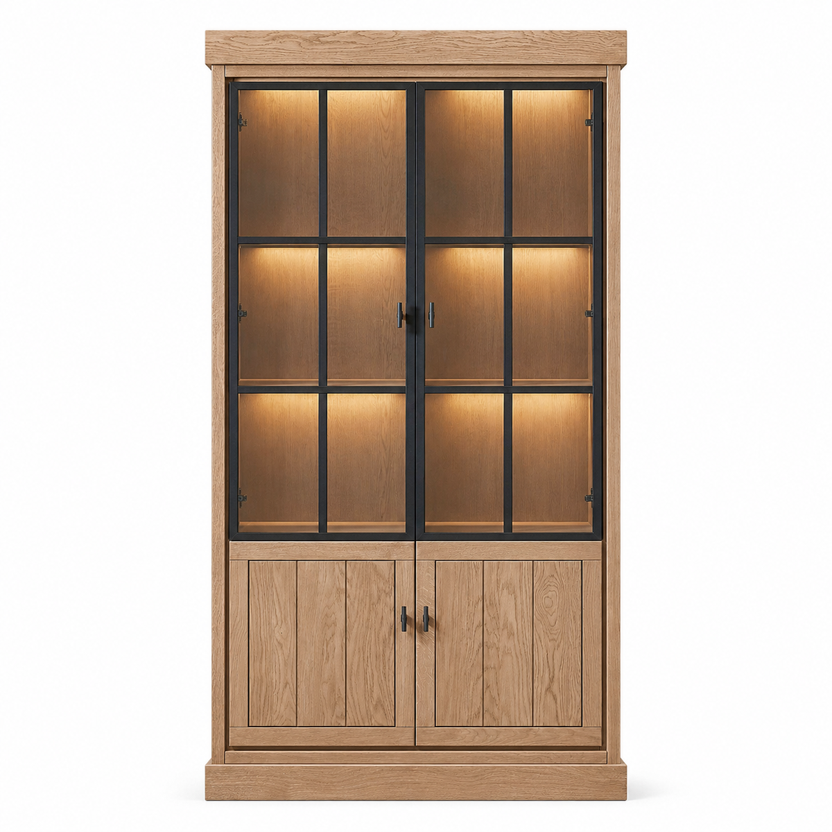 Lancaster display cabinet in brown brushed solid oak