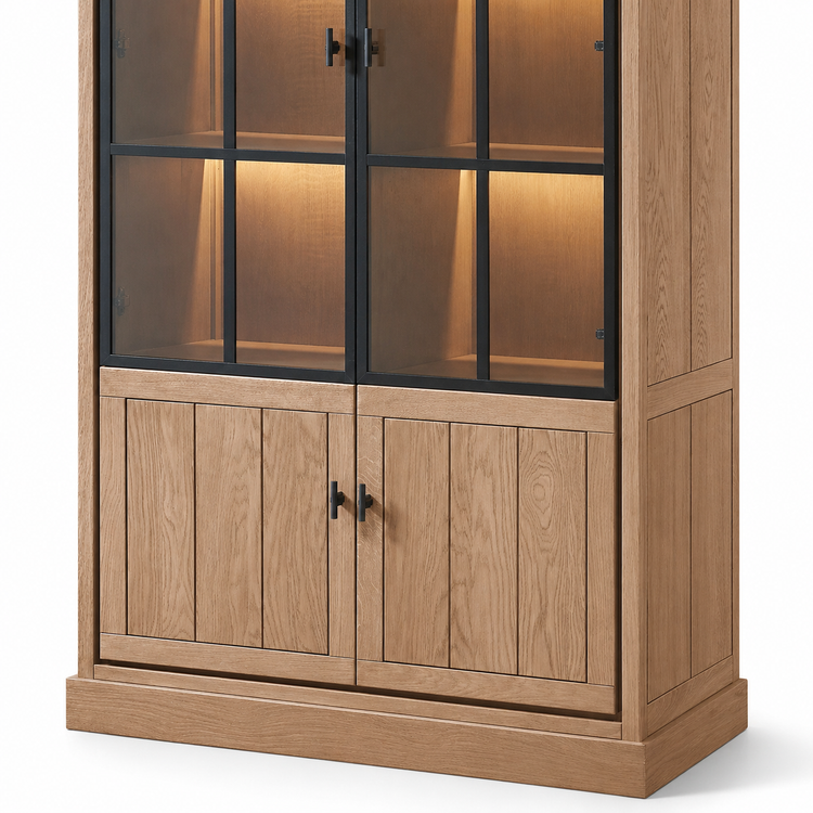 Vitrina Lancaster - Roble Cepillado Marrón - 112 x 50 x 203 cm