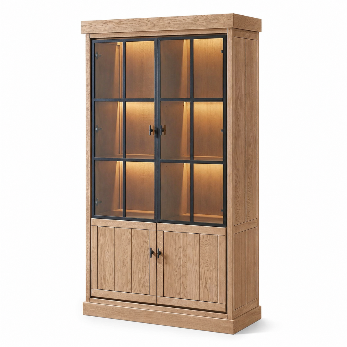 Vitrina Lancaster - Roble Cepillado Marrón - 112 x 50 x 203 cm