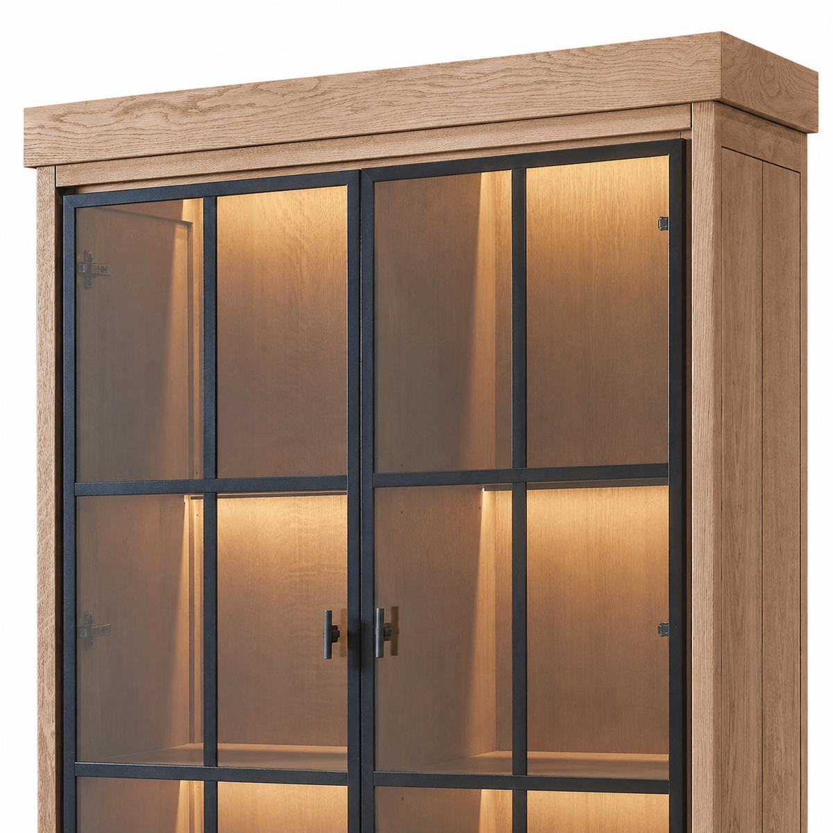 Vitrina Lancaster - Roble Natural Macizo - 112 x 50 x 203 cm