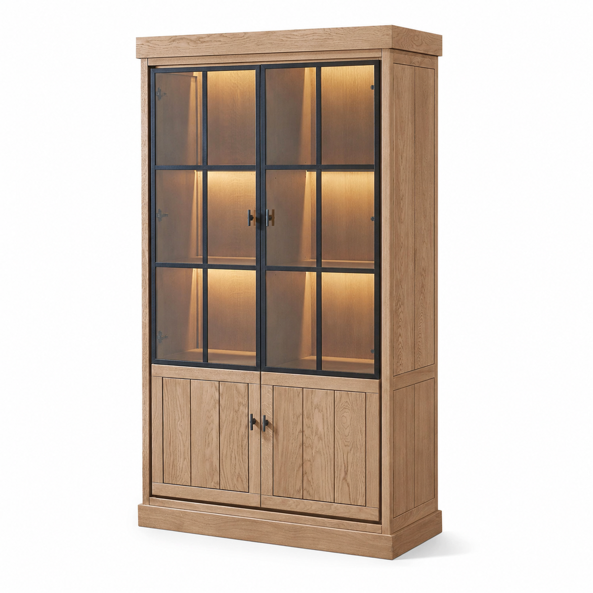 Vitrina Lancaster - Roble Natural Macizo - 112 x 50 x 203 cm