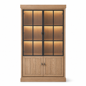 Display Cabinet Lancaster - Natural Solid Oak - 112 x 50 x 203 cm