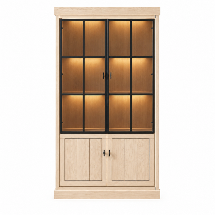 Lancaster display cabinet in white light solid oak