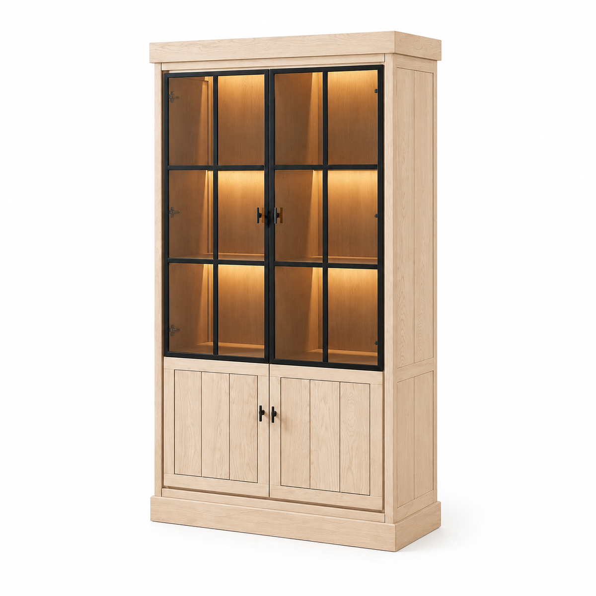 Vitrina Lancaster - Roble Claro Blanco - 112 x 50 x 203 cm