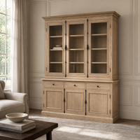 Vitrinekast Olon - Natuurlijk Massief Eiken - IJzeren Details - 125 x 50 x 230 cm