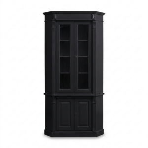 Vitrinenschrank - Senlis - Massivkiefer - 114 x 52 x 228 cm - Schwarz