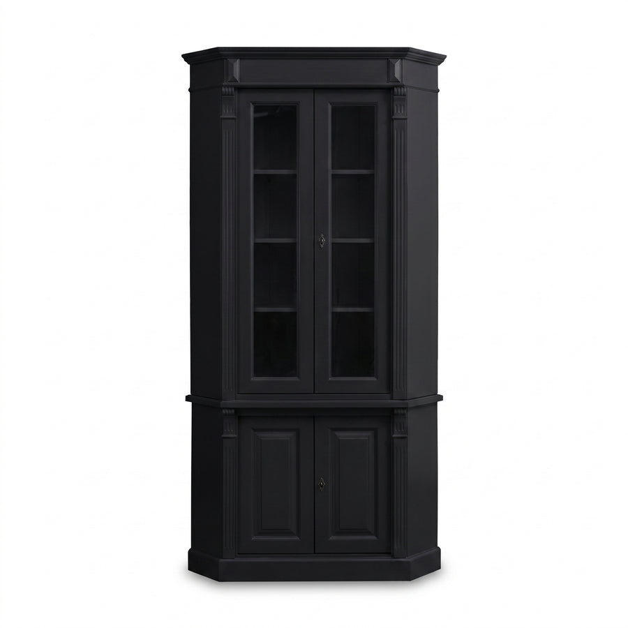 Display Cabinet Senlis in black, front view, 114 x 52 x 228 cm