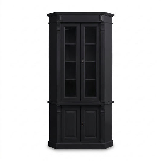 Display Cabinet Senlis in black, front view, 114 x 52 x 228 cm