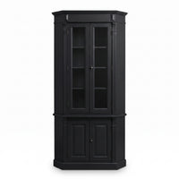Display Cabinet Senlis in black, three-quarter view from the front left, 114 x 52 x 228 cm