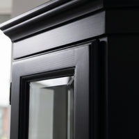 Display Cabinet Senlis in black, close-up of the finish and construction, 114 x 52 x 228 cm