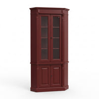 Display Cabinet Senlis in bordeaux, three-quarter view from the front left, 114 x 52 x 228 cm