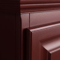 Display Cabinet Senlis in bordeaux, close-up of the finish and construction, 114 x 52 x 228 cm
