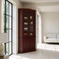 Display Cabinet Senlis in bordeaux, in an interior, 114 x 52 x 228 cm