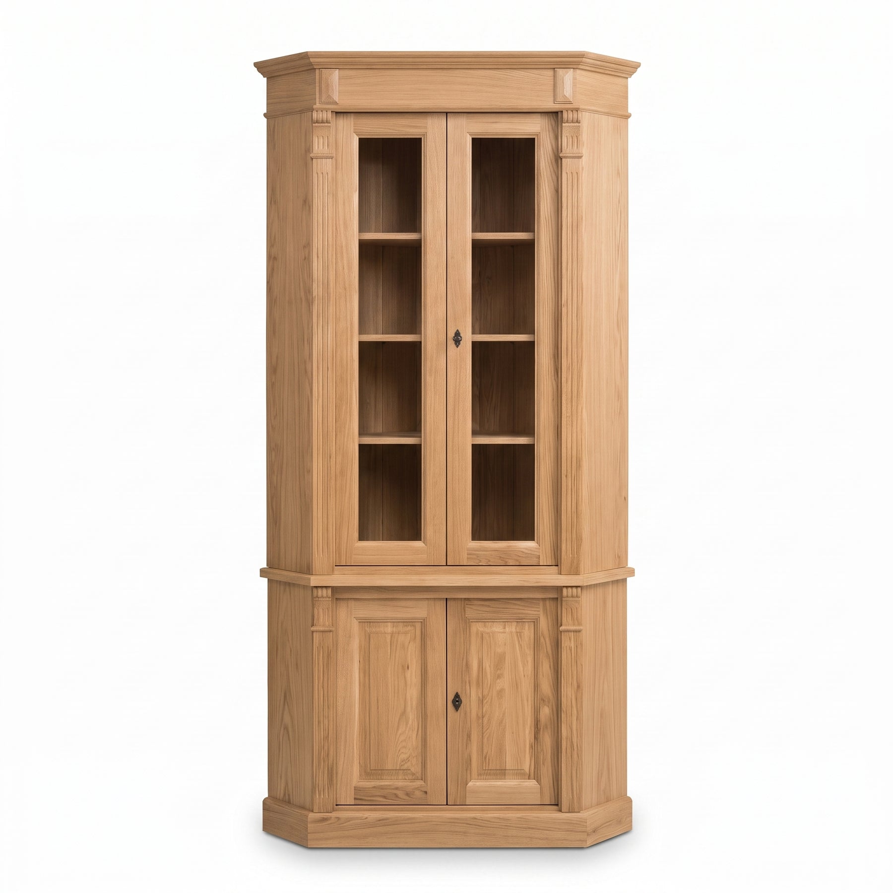 Display Cabinet Senlis in oak, front view, 114 x 52 x 228 cm